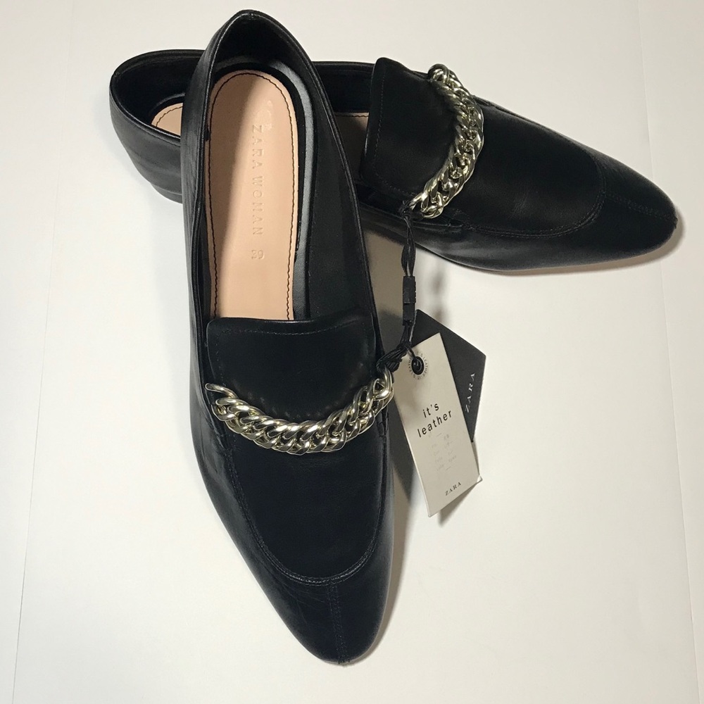 🌼 ZARA Loafers | Blk Leather | 39 (8) | NWT